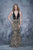 Nina Canacci - 2143 Embroidered Deep V-neck Sheath Dress In Black and Gold