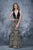 Nina Canacci - 2143 Embroidered Deep V-neck Sheath Dress In Black and Gold