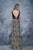Nina Canacci - 2143 Embroidered Deep V-neck Sheath Dress In Black and Gold