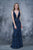 Nina Canacci - 2143 Embroidered Deep V-neck Sheath Dress In Blue