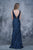 Nina Canacci - 2143 Embroidered Deep V-neck Sheath Dress In Blue