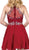 Dancing Queen - 2143 Bejeweled Halter A-line Homecoming Dress in Red