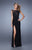 La Femme - 21442 Sheer Bateau Applique Evening Gown In Black