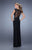 La Femme - 21442 Sheer Bateau Applique Evening Gown In Black