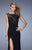 La Femme - 21442 Sheer Bateau Applique Evening Gown In Black