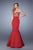 La Femme - 21443 Embroidered Strapless Mermaid Gown In Red