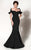MNM Couture - Ruffle Accented Mermaid Dress 2144A in Black