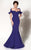 MNM Couture - Ruffle Accented Mermaid Dress 2144A in Blue