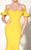 MNM Couture - Ruffle Accented Mermaid Dress 2144A in Yellow
