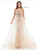 Colors Dress - 2145 Beaded Plunging Sweetheart Overskirt Gown In Neutral and Gold