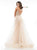 Colors Dress - 2145 Beaded Plunging Sweetheart Overskirt Gown In Neutral and Gold