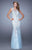 Gigi - 21457 Lace Applique Sleeveless Trumpet Gown In Blue