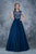 Nina Canacci - 2145 Cap Sleeve Floral Appliqued Evening Gown In Blue