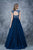 Nina Canacci - 2145 Cap Sleeve Floral Appliqued Evening Gown In Blue