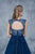 Nina Canacci - 2145 Cap Sleeve Floral Appliqued Evening Gown In Blue