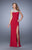 La Femme - 21467 Metallic Embroidered Sheath Dress In Red