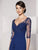Cameron Blake by Mon Cheri Beaded Quarter Sleeve Cascade Gown 214689 In Blue