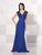 Cameron Blake - V Neck Lace Ruched Long Dress 214690