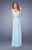 La Femme - 21475 Embroidered V-neck Jersey Dress In Blue