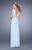 La Femme - 21475 Embroidered V-neck Jersey Dress In Blue