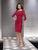 Social Occasions - 214847 Lace Bateau Neck Dress in Red