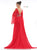 Colors Dress - 2148 Embellished Deep V-neck Chiffon A-line Dress In Red