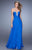 La Femme - Plunging Sweetheart Chiffon Dress in Blue