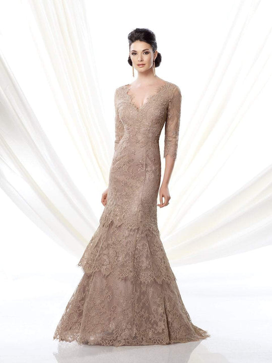 Ivonne D - Ornate Lace Tiered Gown 214D53