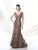 Ivonne D for Mon Cheri - Embroidered Fitted V Neck Dress 214D56 in Brown