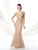 Mon Cheri Ivonne D 214D59 Lace Applique Quarter Sleeve Gown  In Neutral