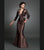 Daymor Couture - Ruffled V-Neck Mermaid Dress 215 in Brown