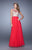 La Femme - 21503 Embroidered Illusion Bateau A-line Dress in Pink