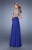 La Femme - 21503 Embroidered Illusion Bateau A-line Dress in Blue