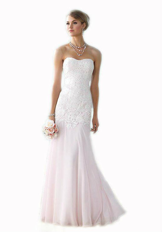 Mon Cheri - Semi-Sweetheart Chiffon Dress in Ivory/Pink 215107