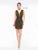 Colors Dress - 2151 Deep V-neck Metallic Mesh Sheath Dress in Brown