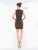 Colors Dress - 2151 Deep V-neck Metallic Mesh Sheath Dress in Brown