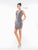 Colors Dress - 2151 Deep V-neck Metallic Mesh Sheath Dress in Gray