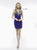 Colors Dress - 2151 Deep V-neck Metallic Mesh Sheath Dress in Blue