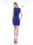 Colors Dress - 2151 Deep V-neck Metallic Mesh Sheath Dress in Blue