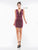 Colors Dress - 2151 Deep V-neck Metallic Mesh Sheath Dress in Red