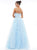 Colors Dress - 2154 Lace Embroidered Strapless Ballgown In Blue