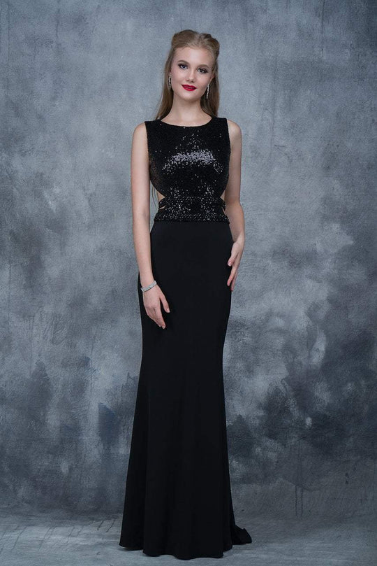 Nina Canacci - 2155 Sleeveless Sequined Sheath Gown In Black