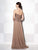 Cameron Blake - Lace Quarter Length Sleeves A Line Gown 215639 in Brown