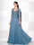 Cameron Blake - Lace Quarter Length Sleeves A Line Gown 215639 in Blue