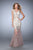 La Femme - 21565 Enchanting Lacy Illusion Mermaid Gown In Silver