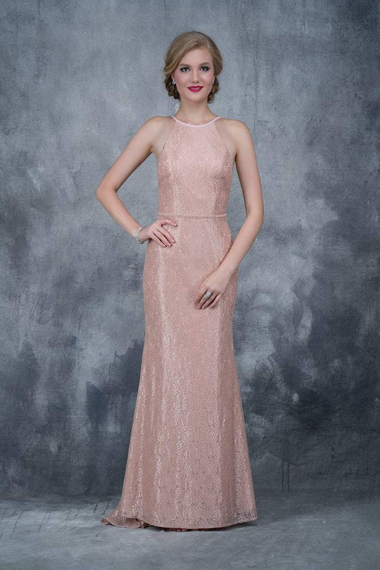 Nina Canacci - 2157 Halter Neck Sheath Gown In Pink