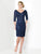Social Occasions - Quarter Length Sleeves V-Neck Dress 215818  in Blue