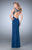 La Femme - 21583 Embellished Illusion Evening Gown In Blue