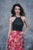 Nina Canacci - 2158 Halter Neck Sequined and Printed Gown In Black and Print