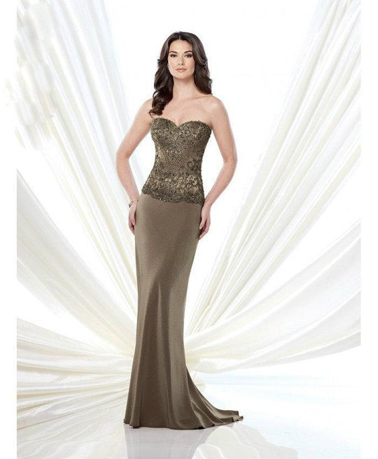 Montage - Beaded Sweetheart Dress 215906 in Brown